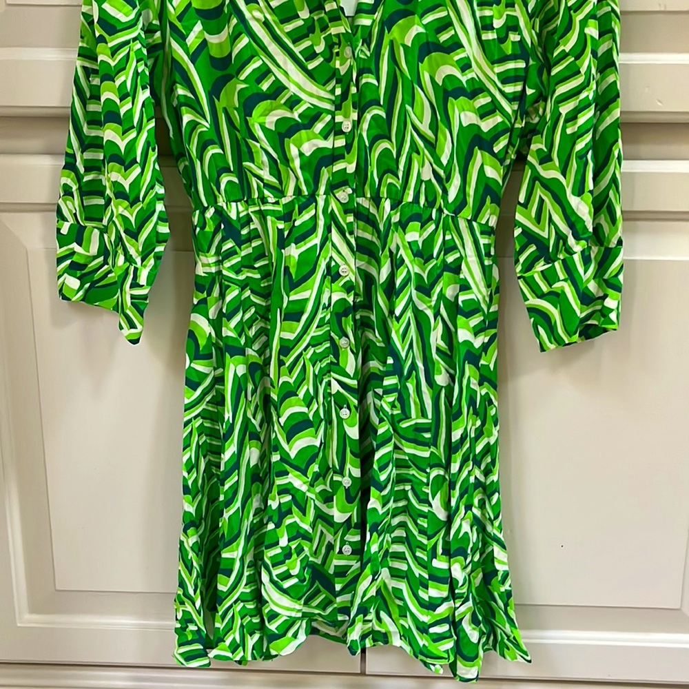 (NWT) Zara Long Sleeved Green Dress - Picture 3 of 5
